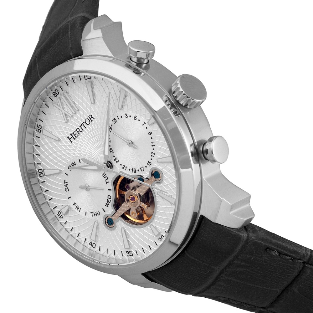 NWT Men's Semi Skeleton Leather Band Watch